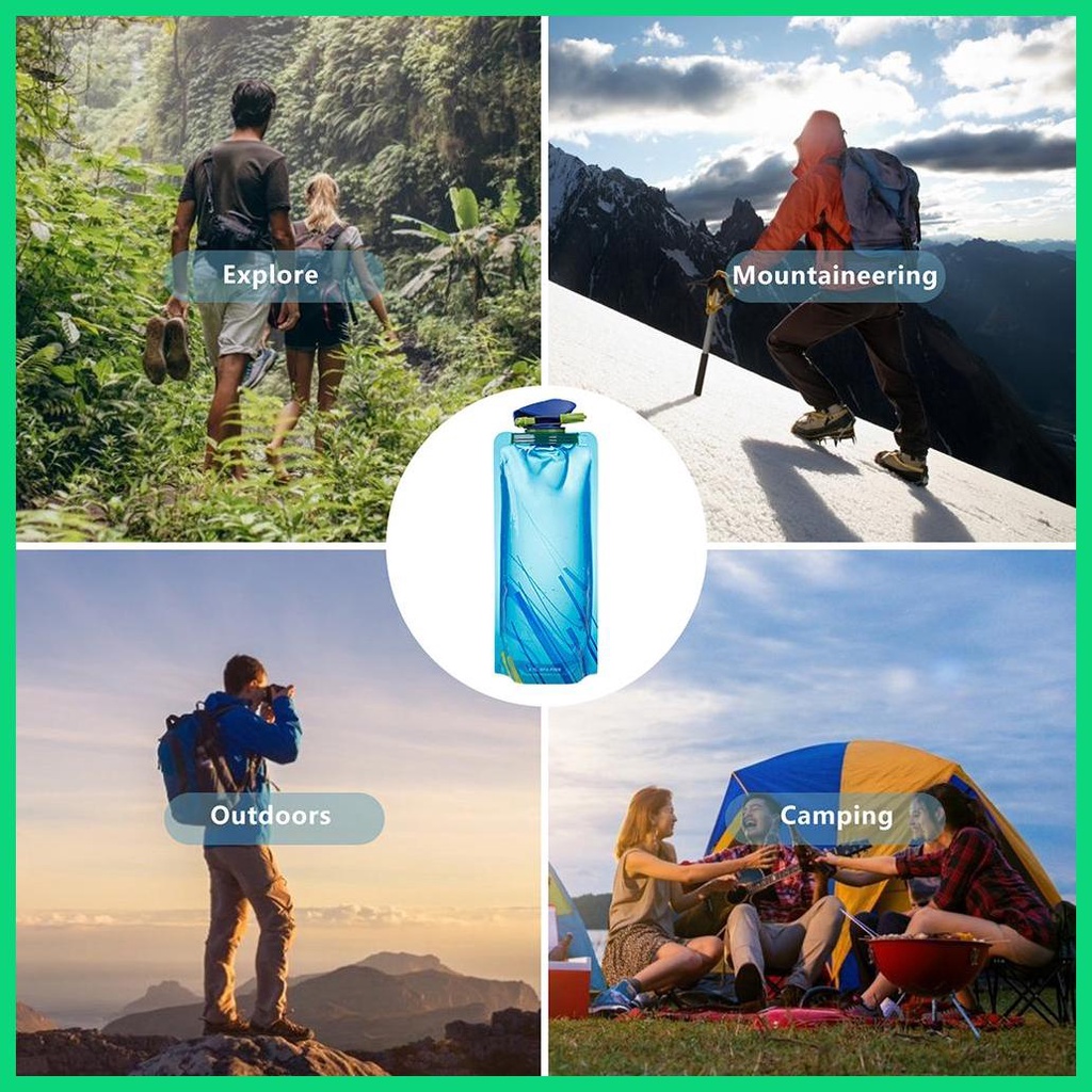 Bình Nước 700ML Gấp Gọn Linh Hoạt Siêu Nhẹ Và Có Thể Tái Sử Dụng