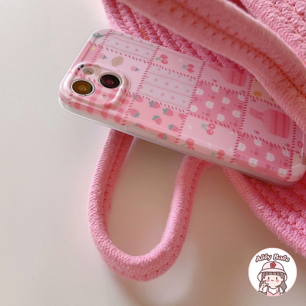 Ốp Điện Thoại IMD Mềm Họa Tiết Sọc Caro Màu Hồng Chống Bẩn Cho IPhone 14 Pro Max 11 12 Pro Max