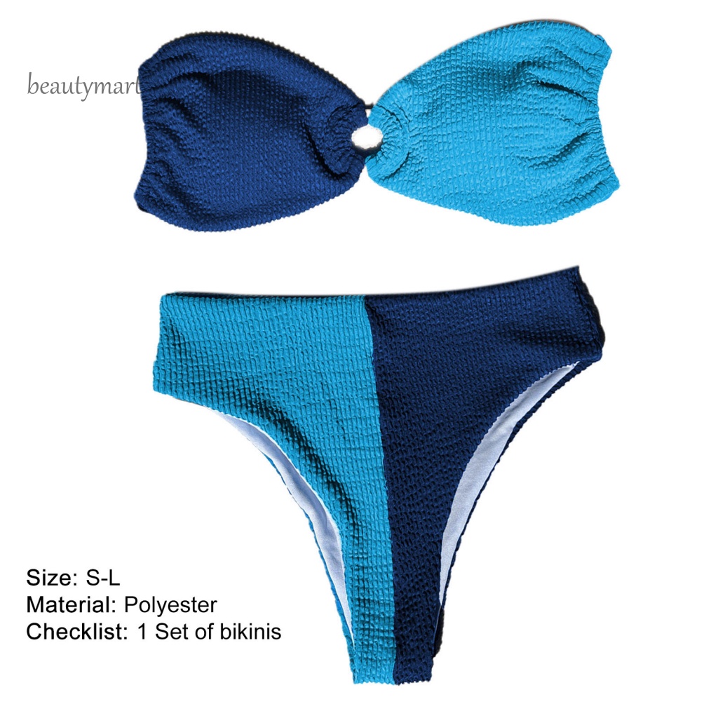 Bộ Bikini 2 Mảnh Dây Cột Màu Sắc Tương Phản Thời Trang Cho Nữ