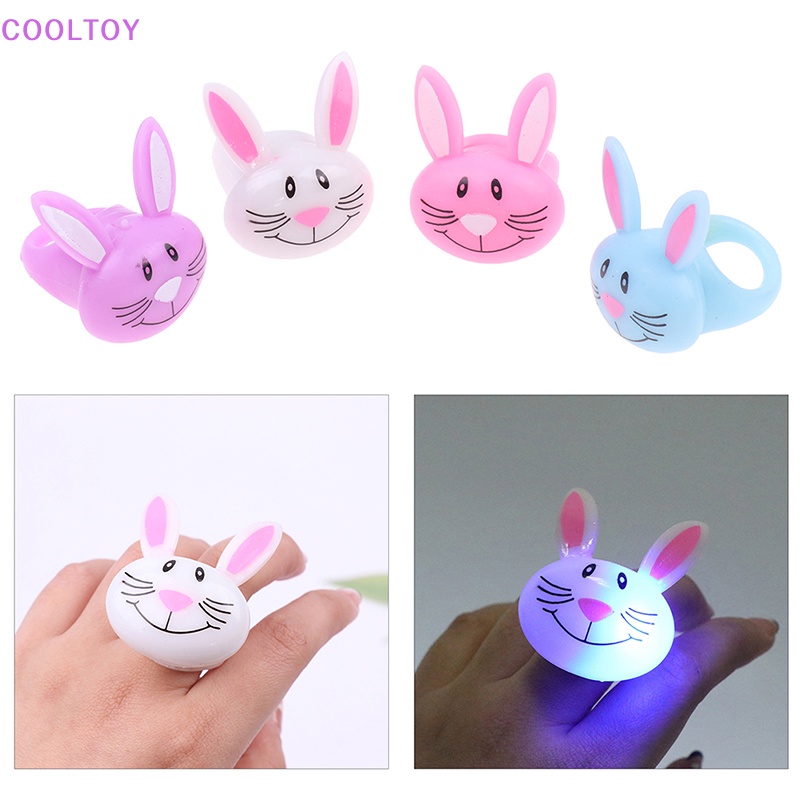 Cooltoy Nhẫn Nhựa Hình Thỏ Hoạt Hình Có Đèn Phát Sáng Dành Cho Trẻ Em