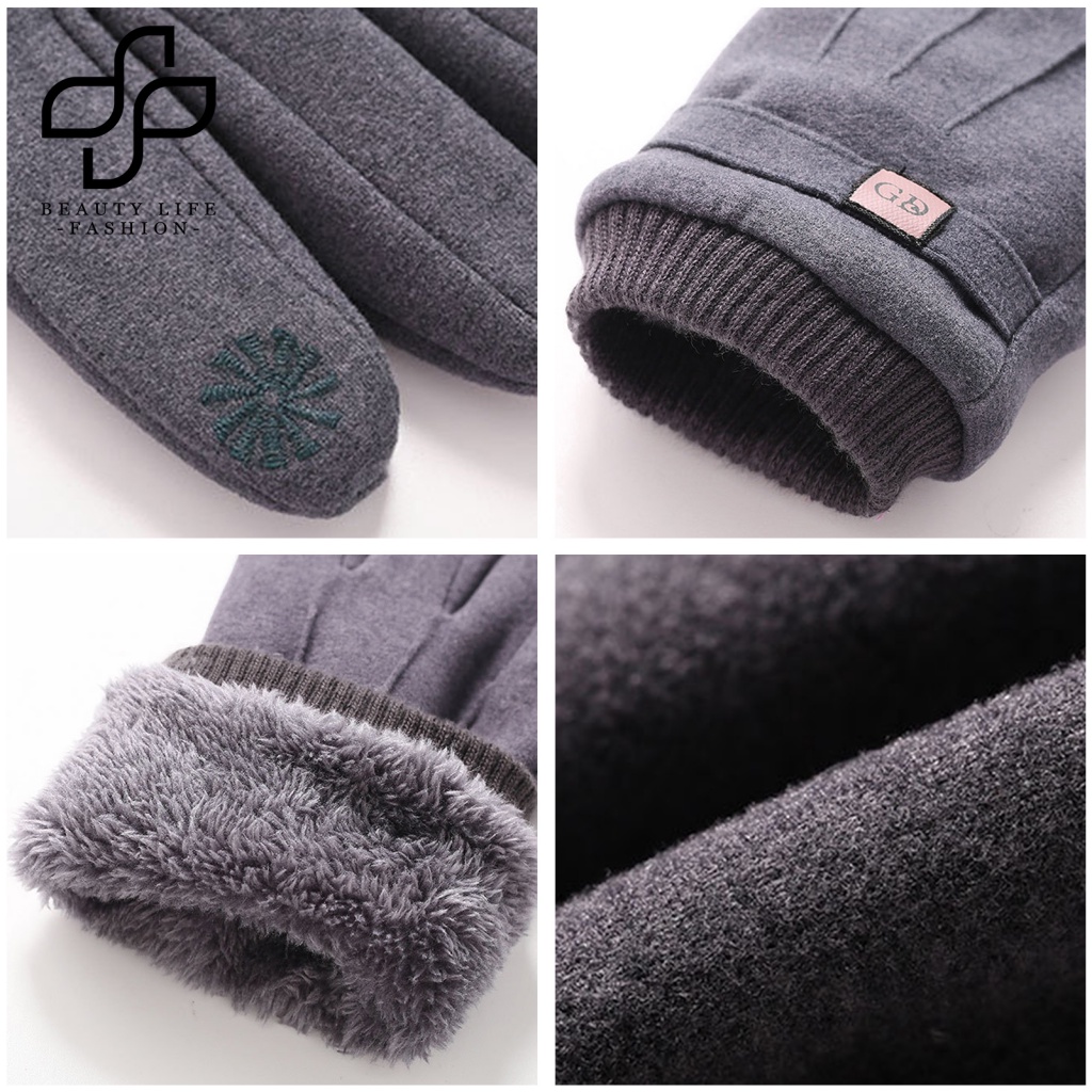 1 Đôi Găng Tay Chống Trượt Vải Bông Dày Mềm Mại Giữ Ấm Mùa Đông Cho Nam