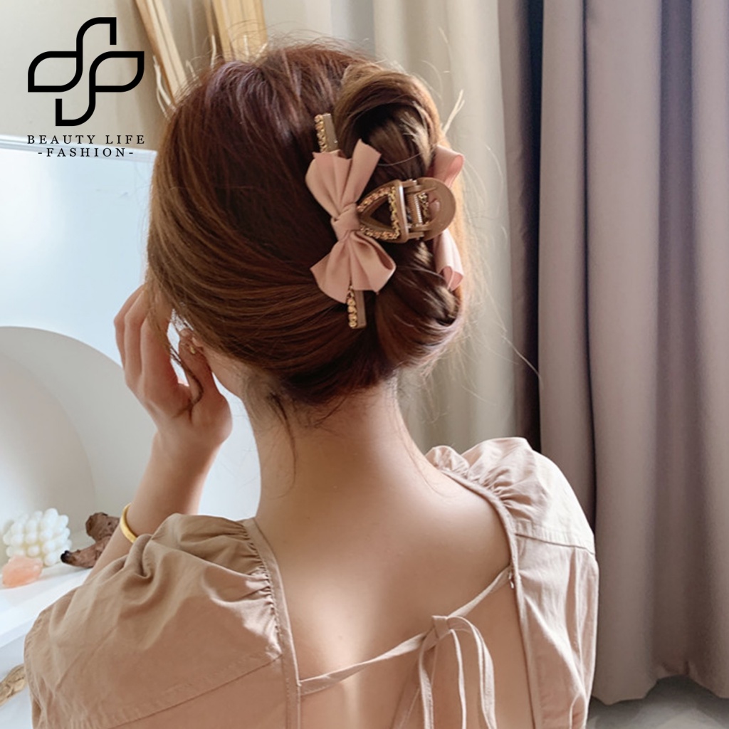 Kẹp Tóc Càng Cua Đính Đá Màu Trơn Chống Rơi Cho Nữ