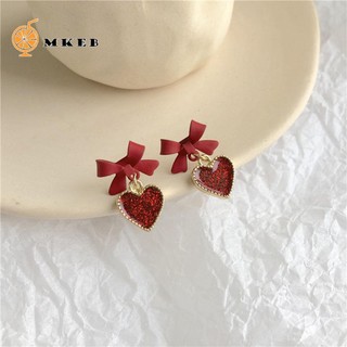 MKEB tai đính nơ và trái tim màu đỏ thời trang đáng yêu cho nữ