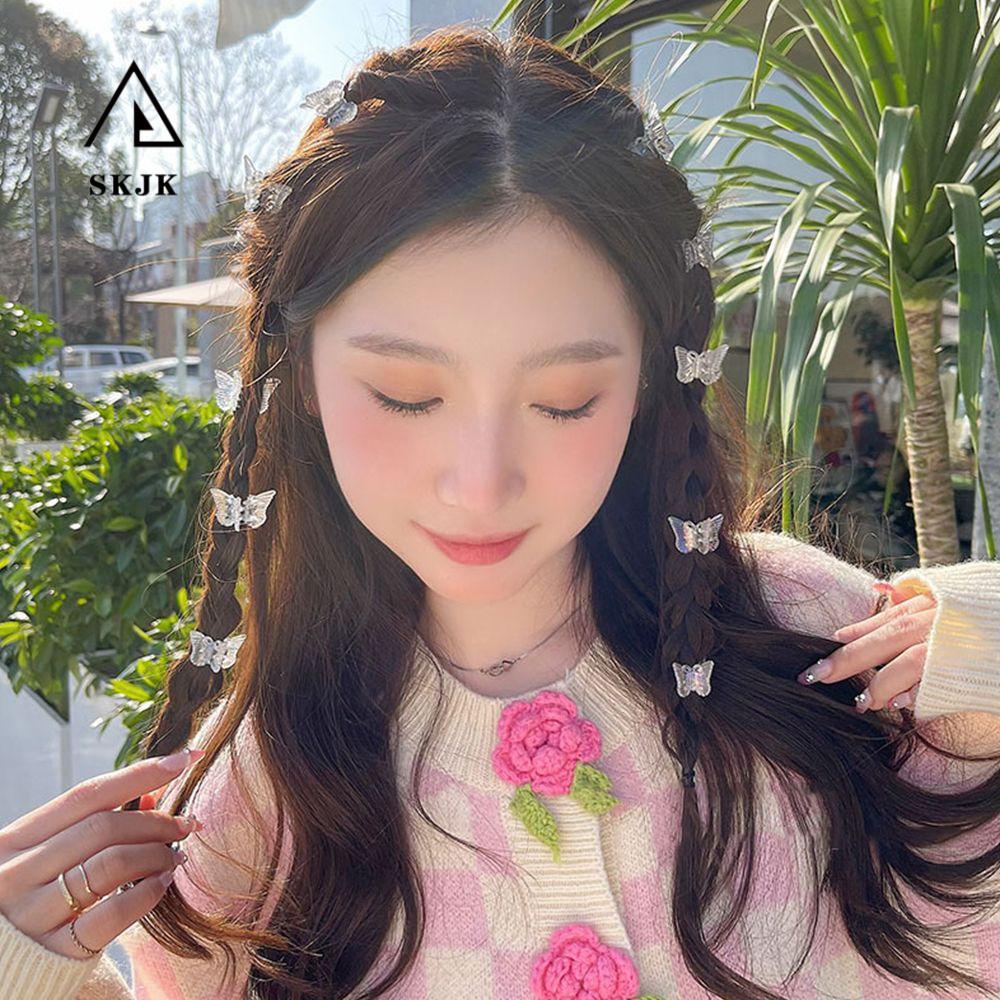 Set 10 Kẹp Tóc Mỏ Vịt Trong Suốt Màu Trơn Phong Cách Hàn Quốc