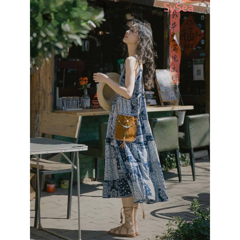 Đầm Dây Dáng Rộng In Họa Tiết Thời Trang Mùa Hè Dành Cho Nữ