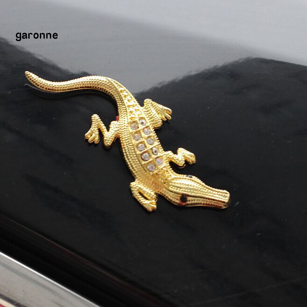 Đề Can Dán Trang Trí Xe Hơi Hình Cá Sấu 3D Bằng Kim Loại Đính Đá