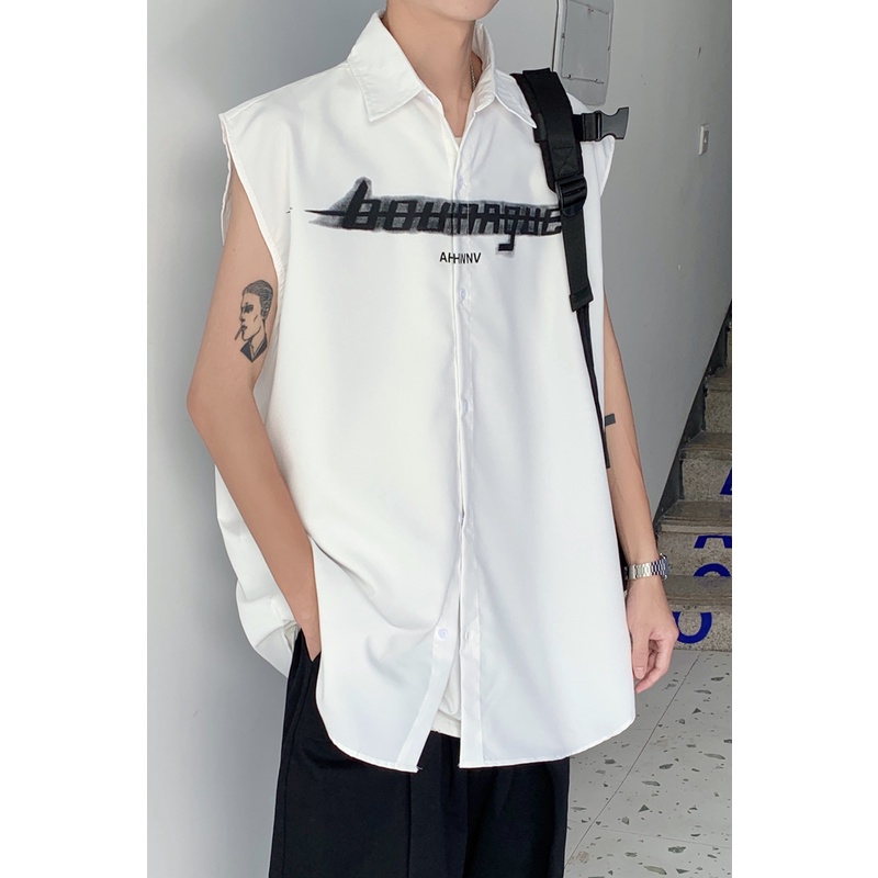 Áo Sơ Mi Không Tay Dáng Rộng Thời Trang Mùa Hè Nhật Bản Dành Cho Nam