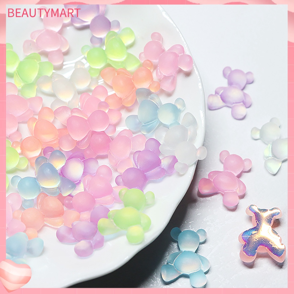 Bộ 10 Phụ Kiện Trang Trí Móng Tay Hình Gấu 3D Màu Sắc Tươi Sáng Không Phai