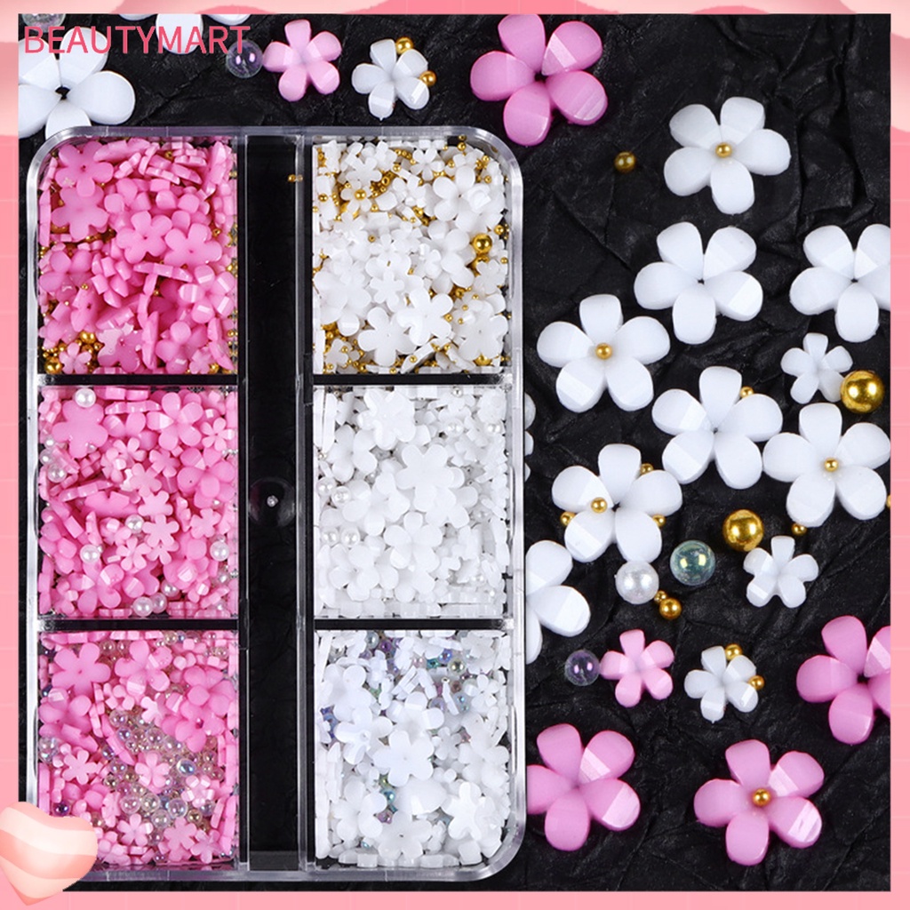 Hộp 6 Ngăn Đựng Hoa Trang Trí Móng Tay Nghệ Thuật Bằng Nhựa Resin Nhỏ Gọn Sành Điệu