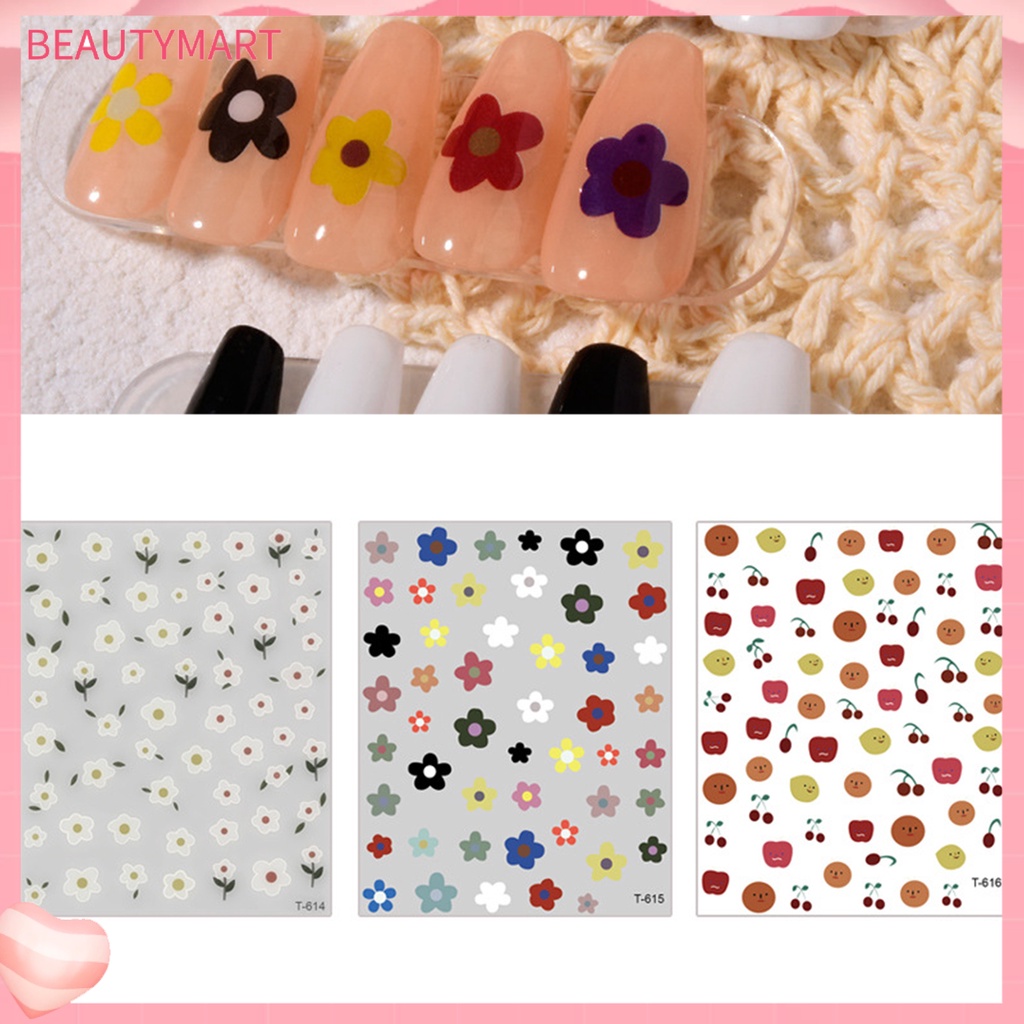 Set 6 Miếng Dán Trang Trí Móng Tay Họa Tiết Hoa Phong Cách Giáng Sinh Dành Cho Người Mới Bắt Đầu