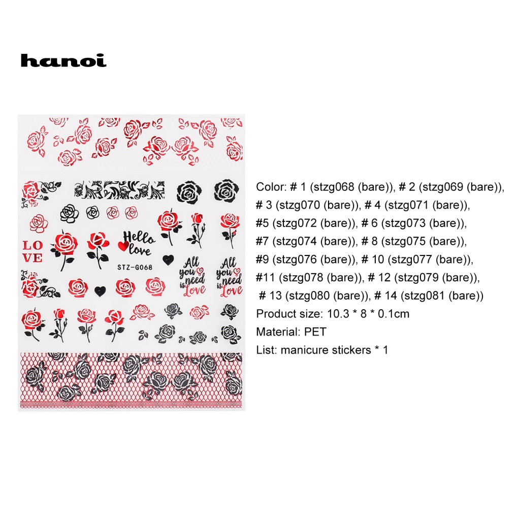 Miếng Dán Trang Trí Móng Tay Nhiều Màu Sắc Phong Cách Retro