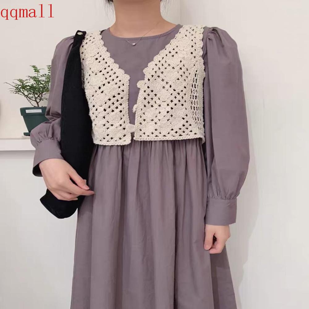 Áo Đan Len Không Tay Cổ Chữ V Màu Trơn Thêu Họa Tiết Thời Trang Cho Nữ