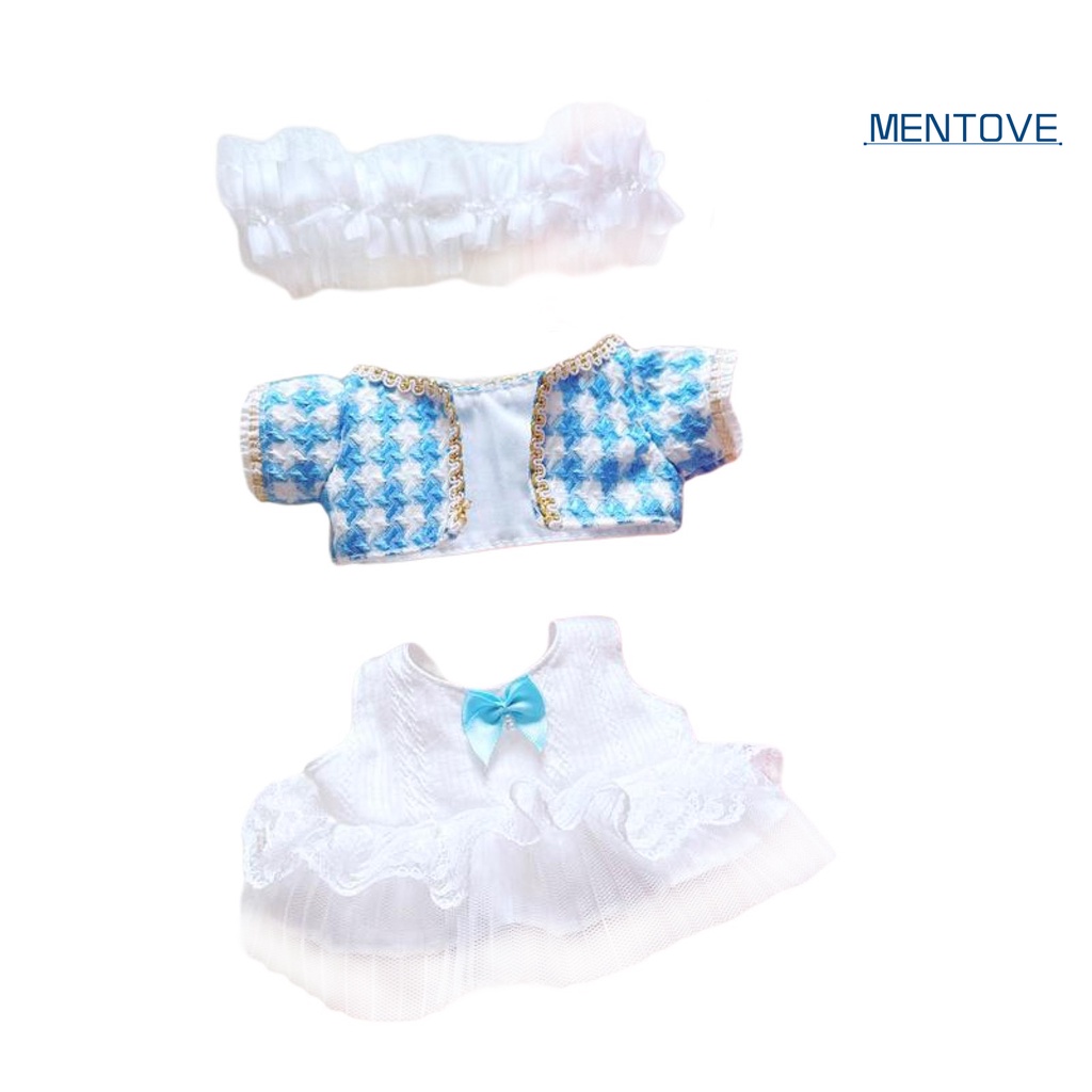 1 Set Đầm + Áo Khoác + Băng Đô Phối Ren 20cm Dễ Thương Cho Búp Bê