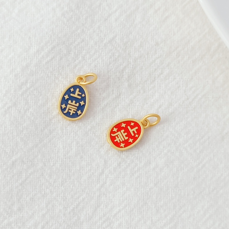 Phụ Kiện Mặt Dây Chuyền Hình Đầu Thỏ Và Lá Đỏ / Bầu Dục Vàng Kim Zircon Màu Xanh Lá Cây Khô Hòa Bình DIY Shore