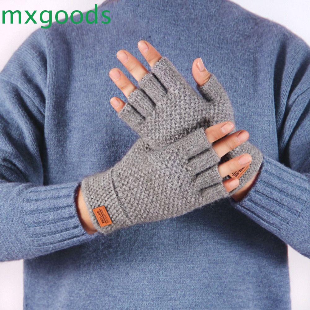 Găng Tay Hở Ngón Dệt Kim Màu Trơn Giữ Ấm Thời Trang Hàn Quốc Cho Nam Nữ