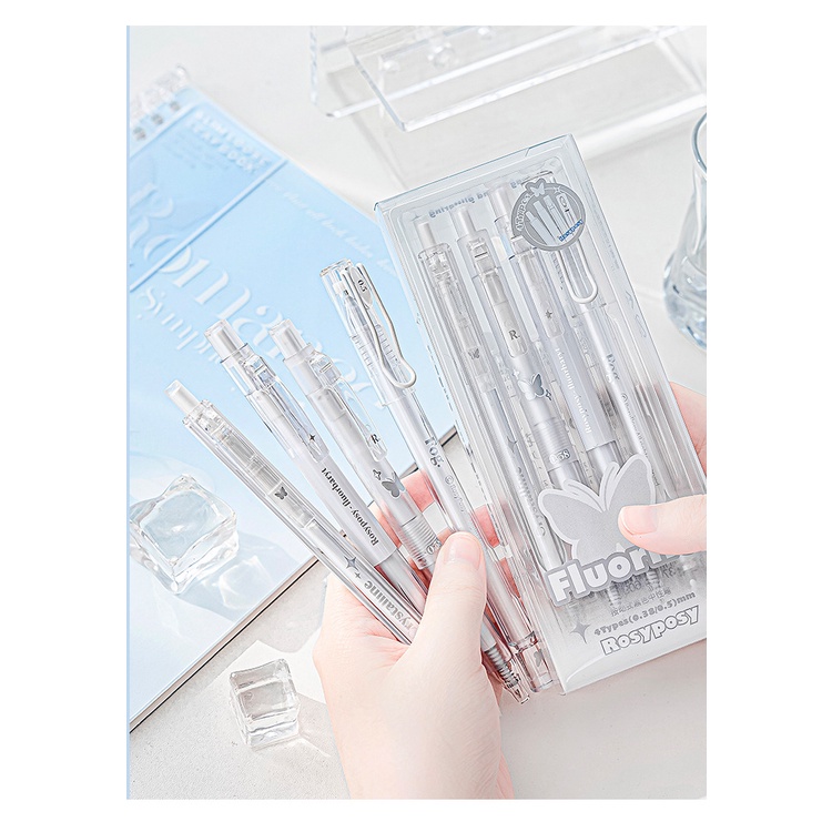 Đĩa Cdaily Cdaily Chất Lượng|Set 4 Bút Bi Trong Suốt Ngòi 0.5mm / 0.38mm