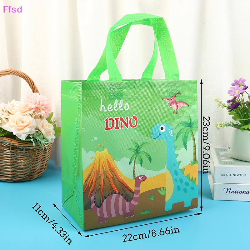 {Ffsd} Set 8 Túi Quà Khủng Long Có Tay Cầm Trang Trí Tiệc Sinh Nhật Bé Trai * Bán Chạy