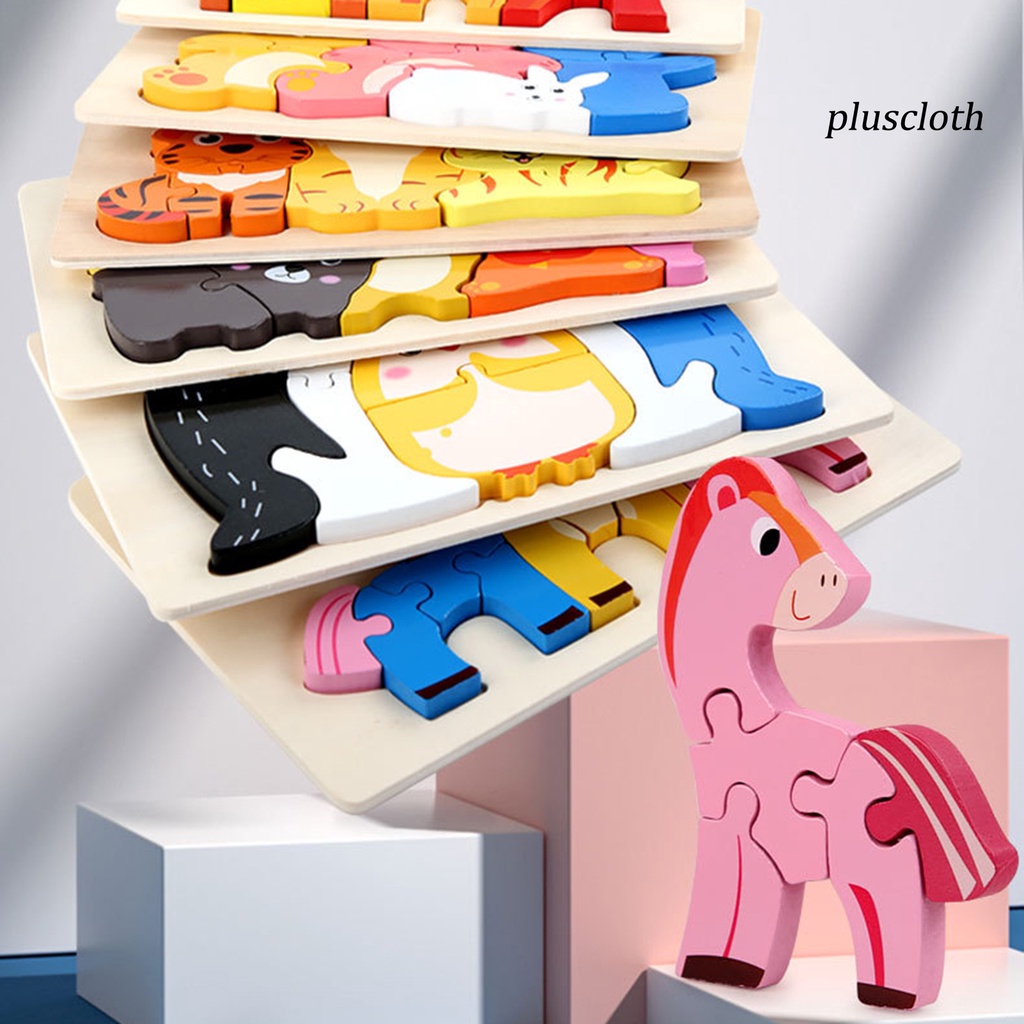 Đồ Chơi Lắp Ráp Hình Động Vật 3D Bằng Gỗ Ba Chiều Màu Sắc Tươi Sáng Giáo Dục Sớm Cho Bé