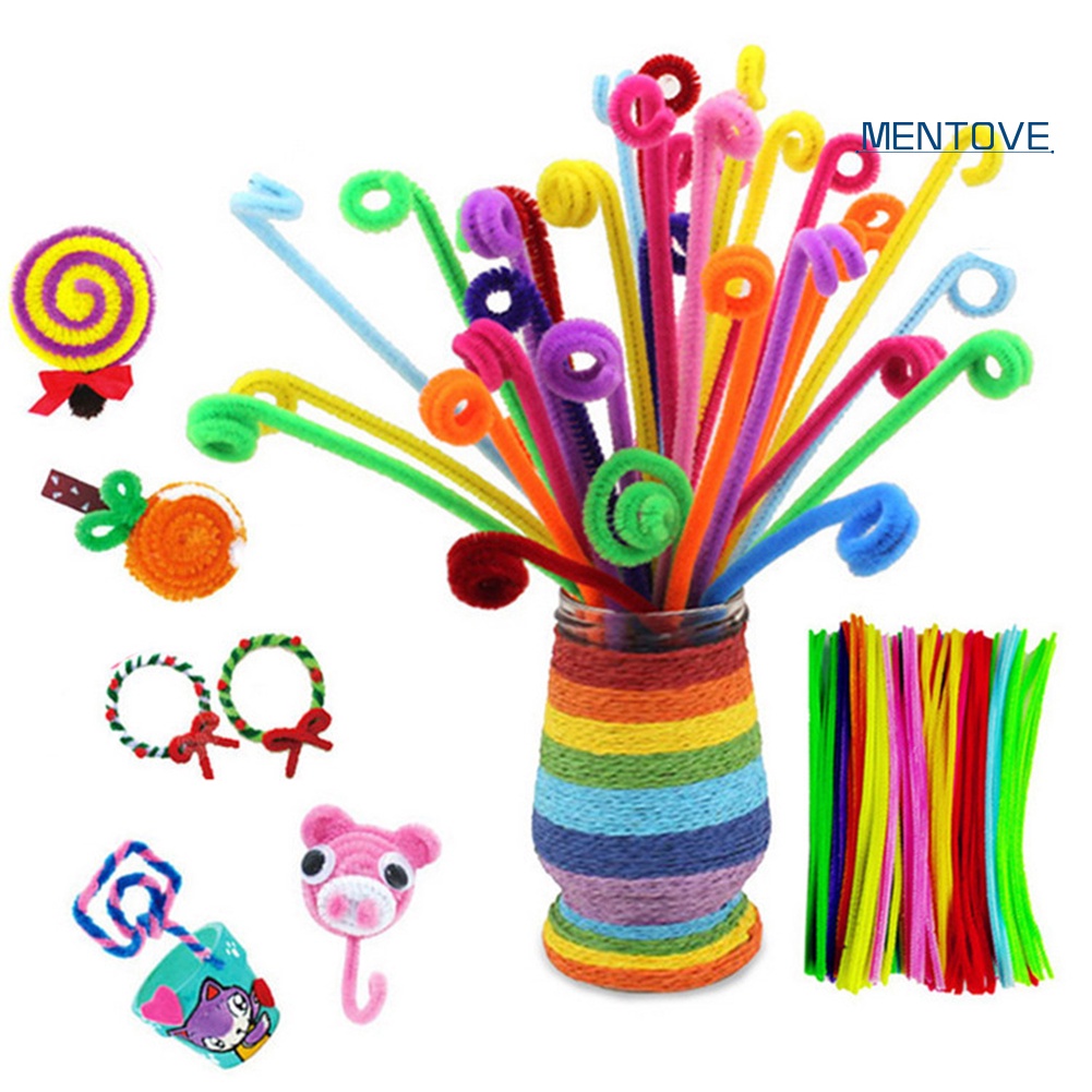 Set 100 Viên Sợi Chenille Nhiều Màu Sắc Làm Đồ Thủ Công Nghệ Thuật DIY Cho Bé