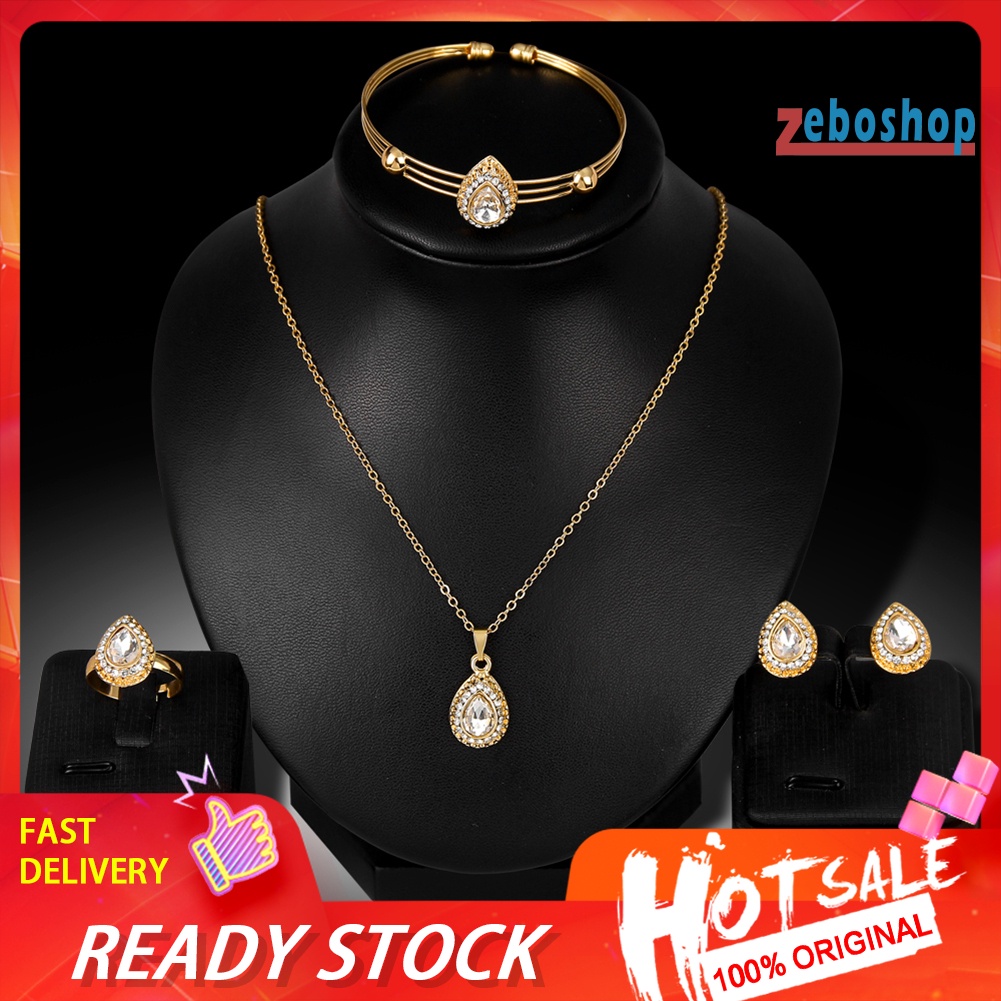 Bộ Trang Sức Mạ Vàng Hình Giọt Nước Phong Cách Retro