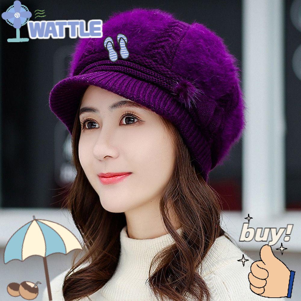 Mũ Dệt Kim Dày Dặn Đính Quả Bông Thời Trang Mùa Đông Dành Cho Nữ