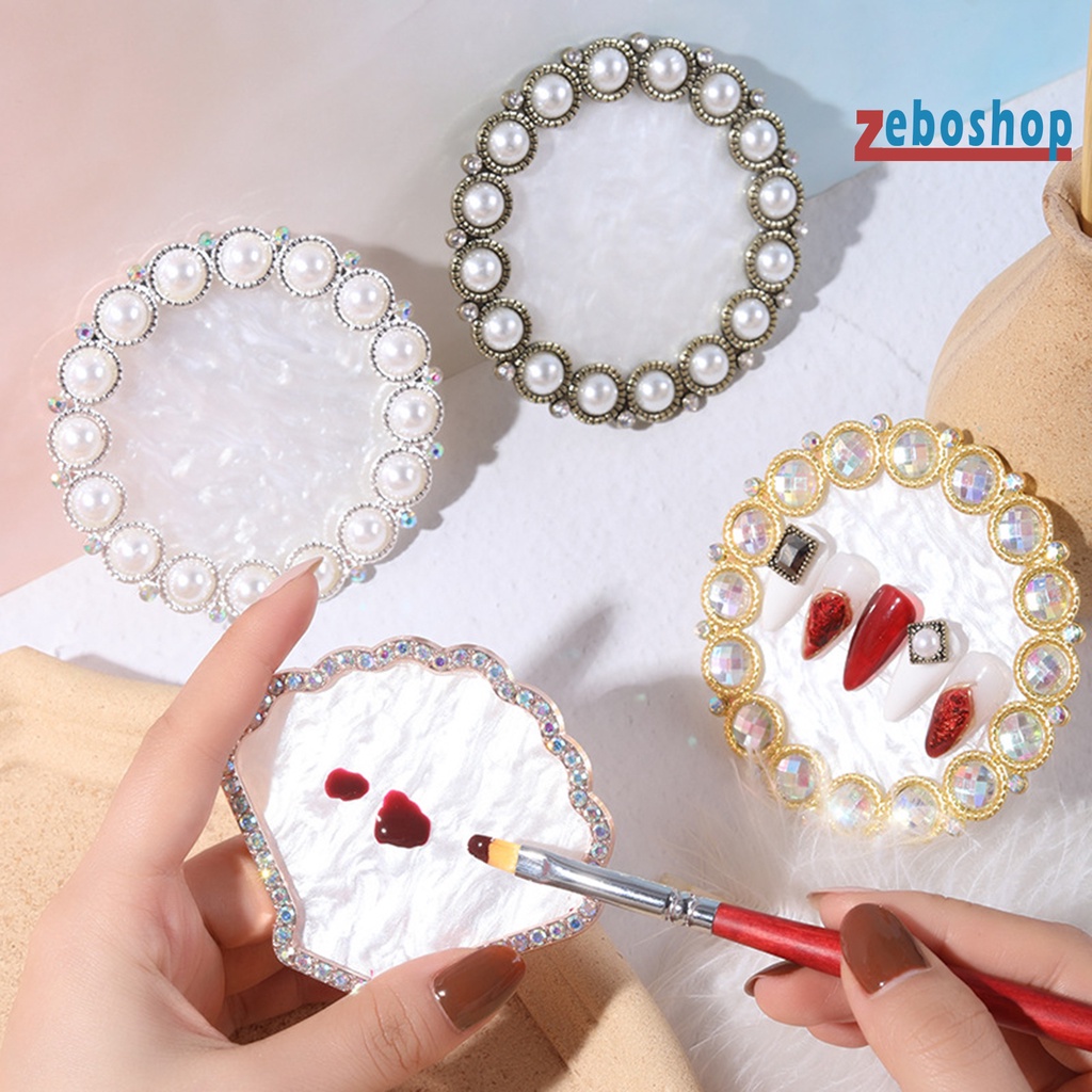 Zeboshop Đĩa Đạo Cụ Trang Trí Móng Tay Nghệ Thuật Bằng Kim Loại Hình Hoa Ngọc Trai Xinh Đẹp