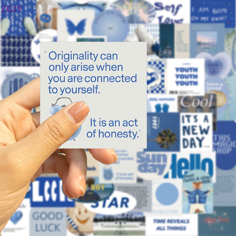 Set 57 Miếng Dán Trang Trí Laptop / Vali Họa Tiết Graffiti Màu Xanh Dương Mới