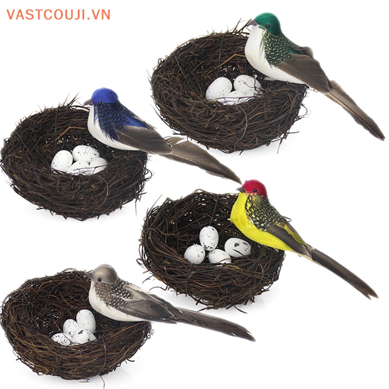 1 Set 16cm Mô Hình Chim Trứng Ốp Lay &amp; Tổ Chim Trang Trí Sân Vườn