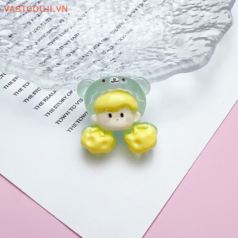 SANRIO Bộ 5 Kẹp Tóc Hình Ly Bắp Rangji Mini Bằng Resin Dạ Quang DIY