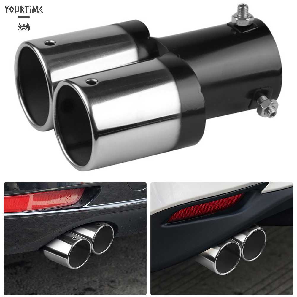 Ống Xả Khí Thải Giảm Thanh Hai Đầu Ra Bằng Thép Không Gỉ Cho Xe Hơi