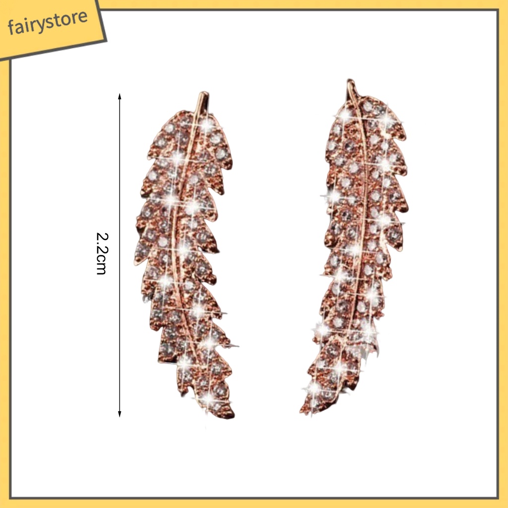 1 Đôi Bông Tai Hình Chiếc Lá Đính Đá Zircon Lấp Lánh Dành Cho Nữ