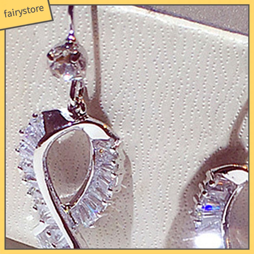 1 Đôi Bông Tai Hình Nơ Đính Đá Dáng Dài Trang Nhã