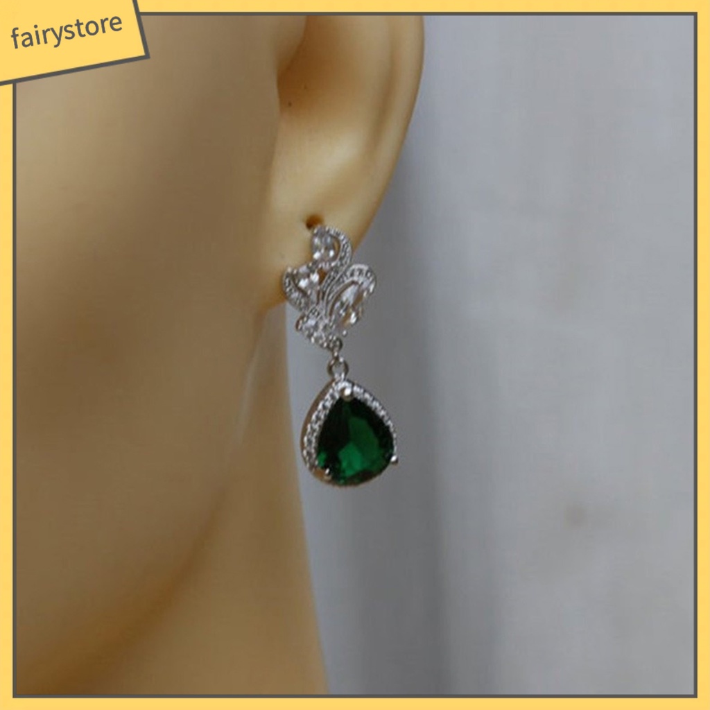 1 Đôi Bông Tai Hình Giọt Nước Đính Đá Lấp Lánh Dành Cho Nữ