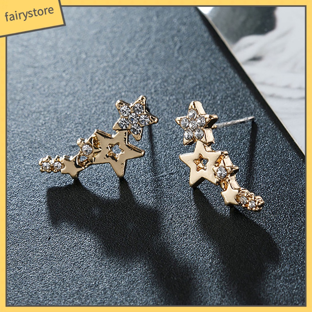 1 Đôi Bông Tai Hình Ngôi Sao Đính Đá Lấp Lánh Dành Cho Nữ