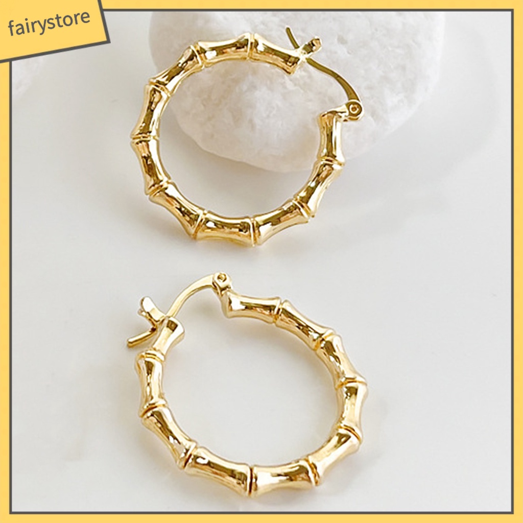 1 Đôi Bông Tai Hình Tròn Bằng Tre Thời Trang Dành Cho Nữ