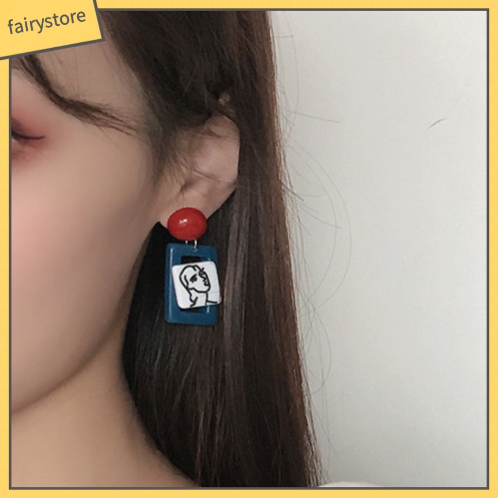 1 Đôi Bông Tai Hình Nhân Vật Trừu Tượng Phong Cách Vintage