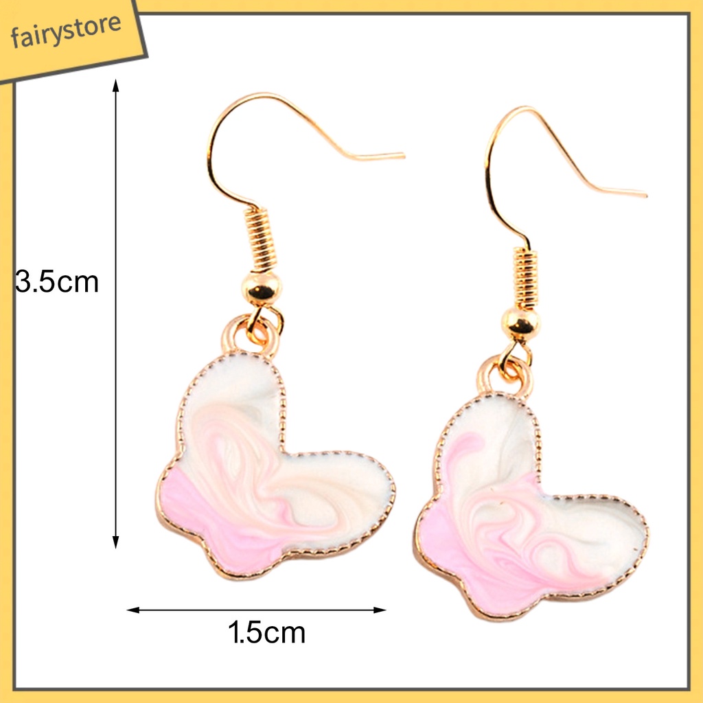 1 Đôi Bông Tai Móc Hình Bướm Sơn Dầu Dễ Thương Dành Cho Nữ