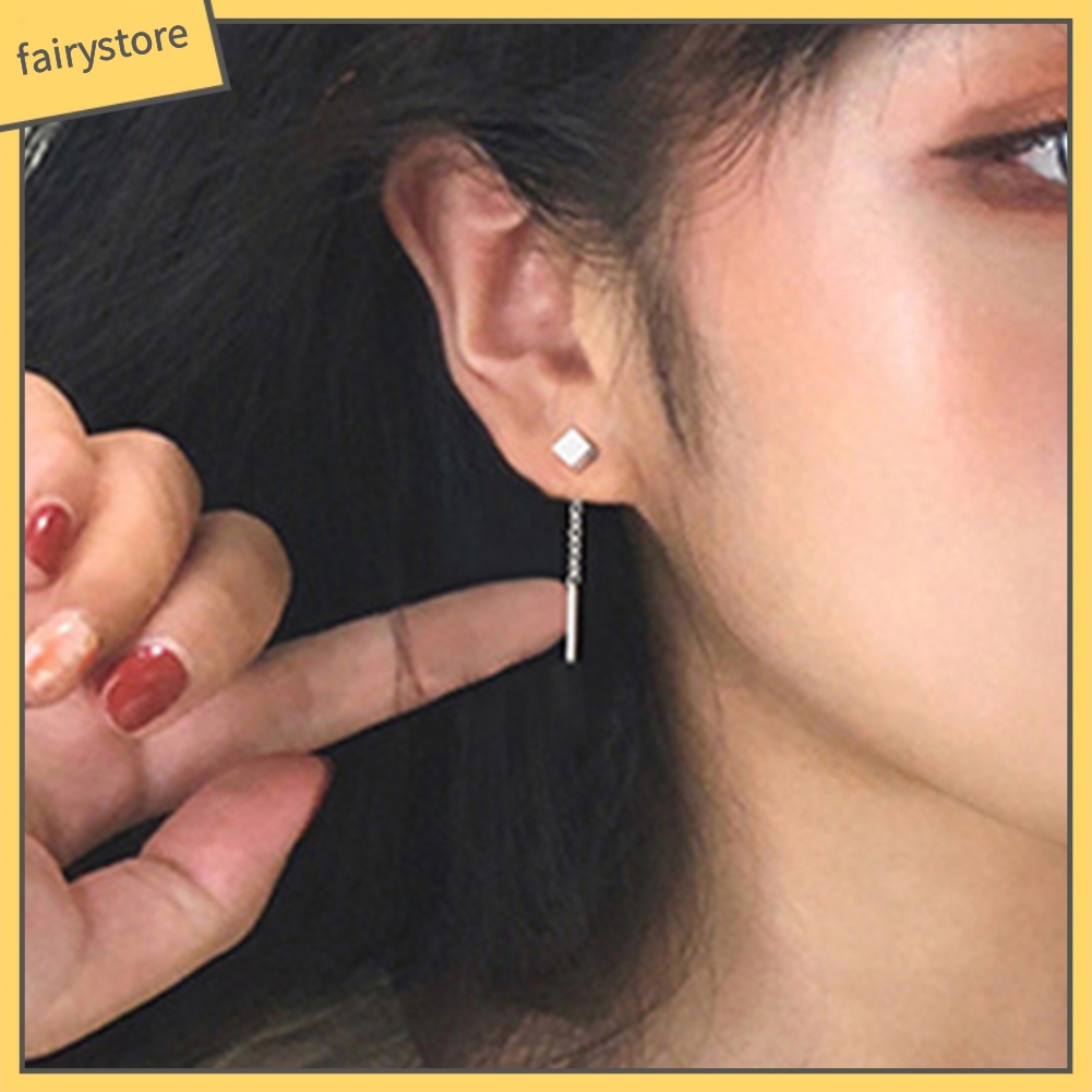 Bông Tai Hình Khối Lập Phương Dáng Dài Thời Trang Dành Cho Nữ