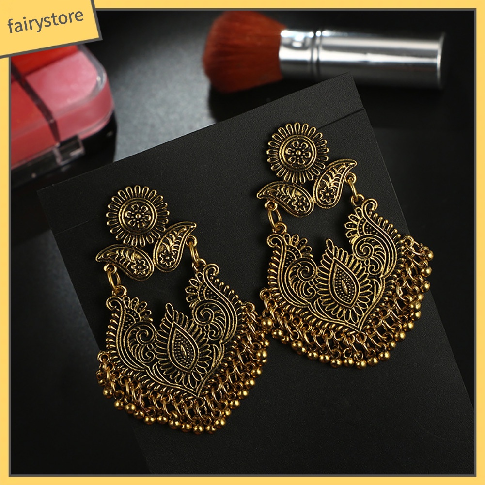 Khuyên Tai Nữ Hình Tròn Chạm Khắc Thời Trang