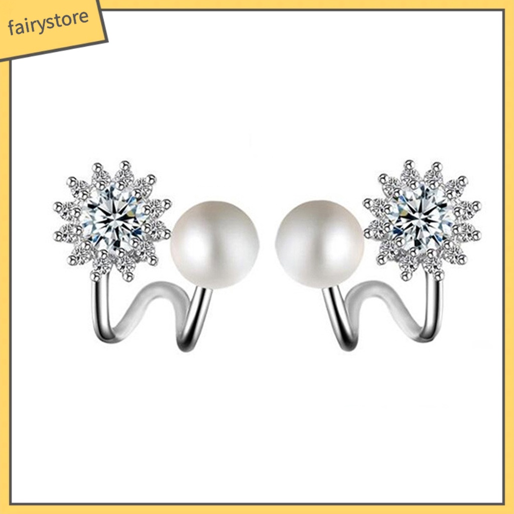 1 Đôi Bông Tai Hoa Hướng Dương Đính Đá Zircon Thời Trang