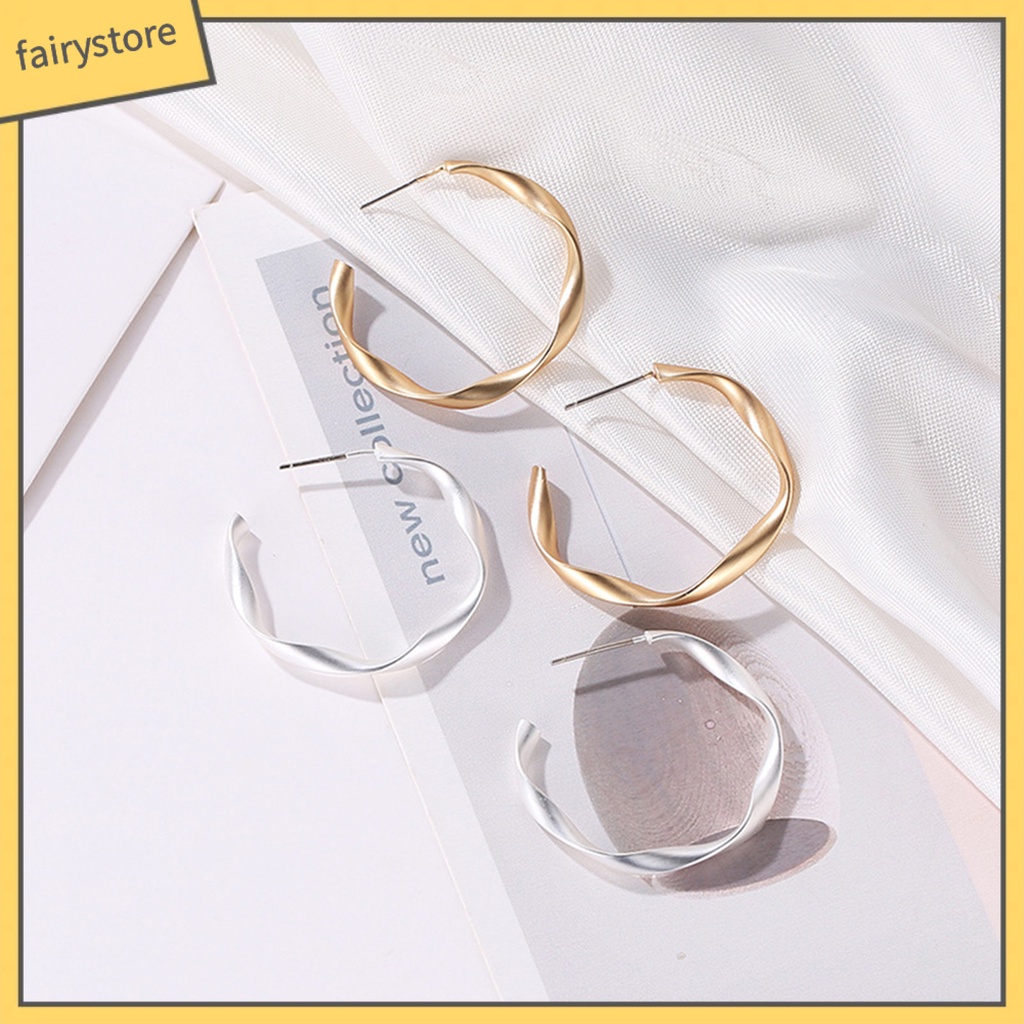 [FRO] Bông Tai Hình Tròn Xoắn Bằng Hợp Kim Mặt Nhám Quyến Rũ Cho Bữa Tiệc