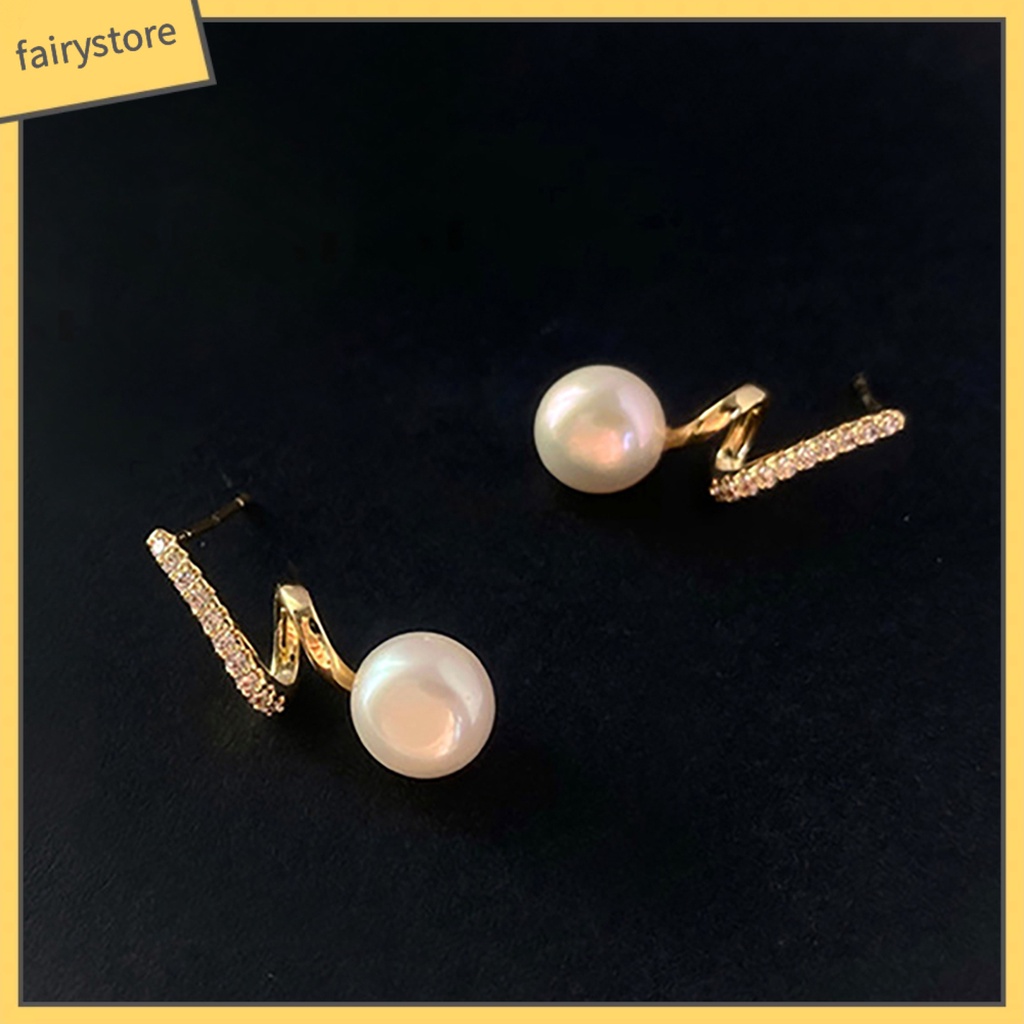 1 Đôi Bông Tai Đính Ngọc Trai Nhân Tạo Phong Cách Hàn Quốc