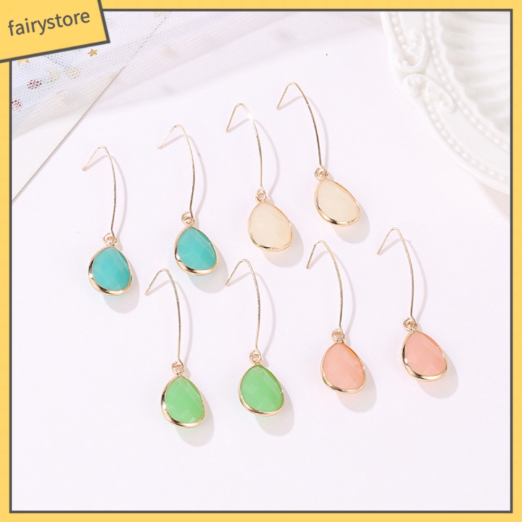 1 Đôi Bông Tai Giọt Nước Đính Đá Thời Trang Dành Cho Nữ