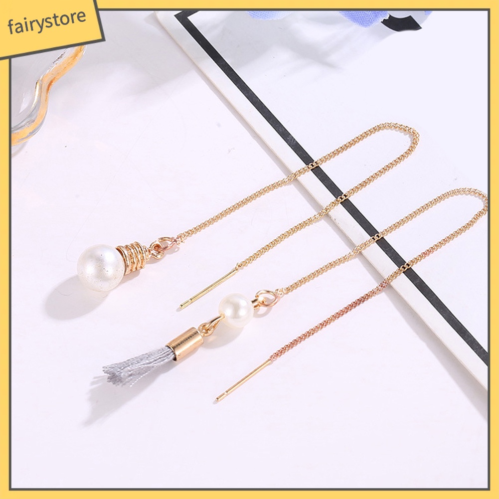 Bông Tai Dài Đính Ngọc Trai Giả Thời Trang Dành Cho Nữ