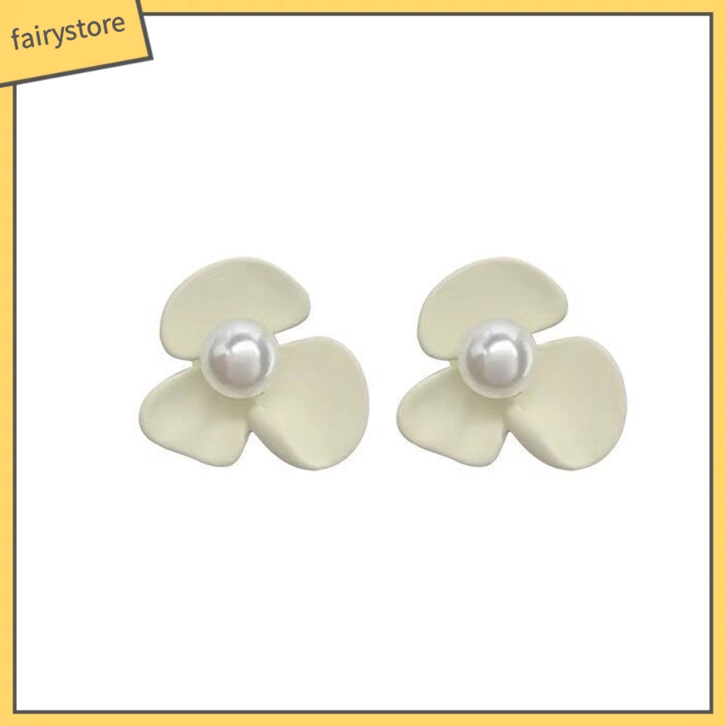 1 Đôi Khuyên Tai Hình Hoa Đính Ngọc Trai Nhân Tạo Phong Cách Vintage
