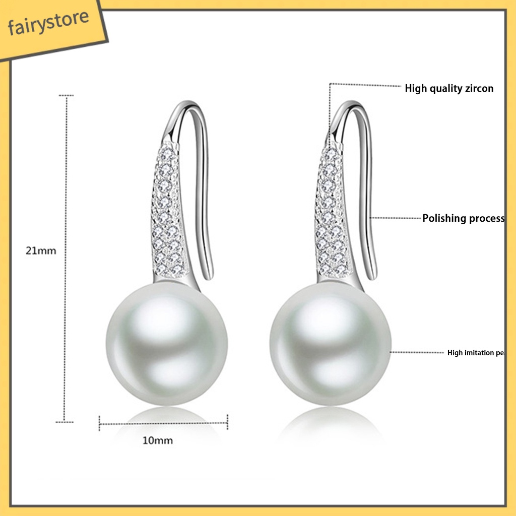 [FRO] Bông Tai Đính Đá Zircon Ngọc Trai Giả Dáng Thả Thời Trang Cho Nữ