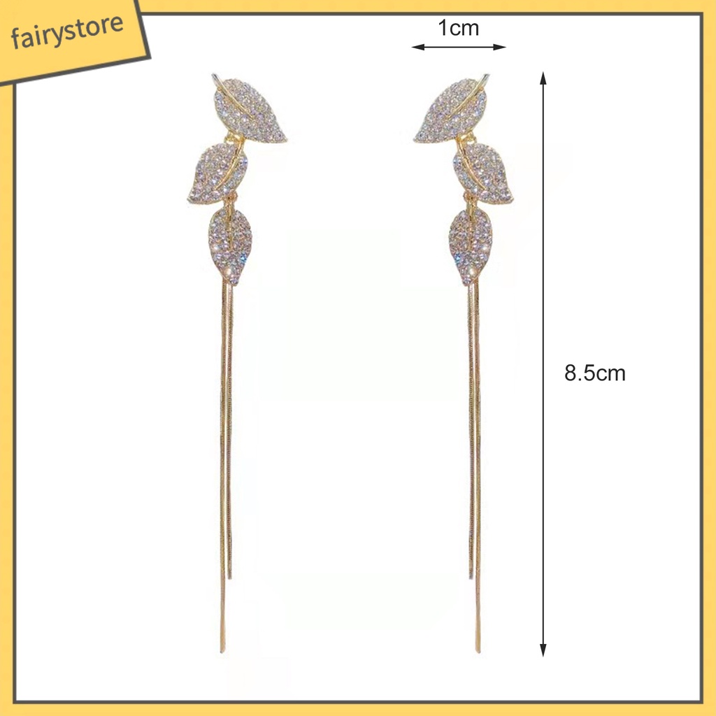 1 Đôi Bông Tai Dáng Dài Hình Chiếc Lá Phong Cách Ins Dành Cho Cô Dâu