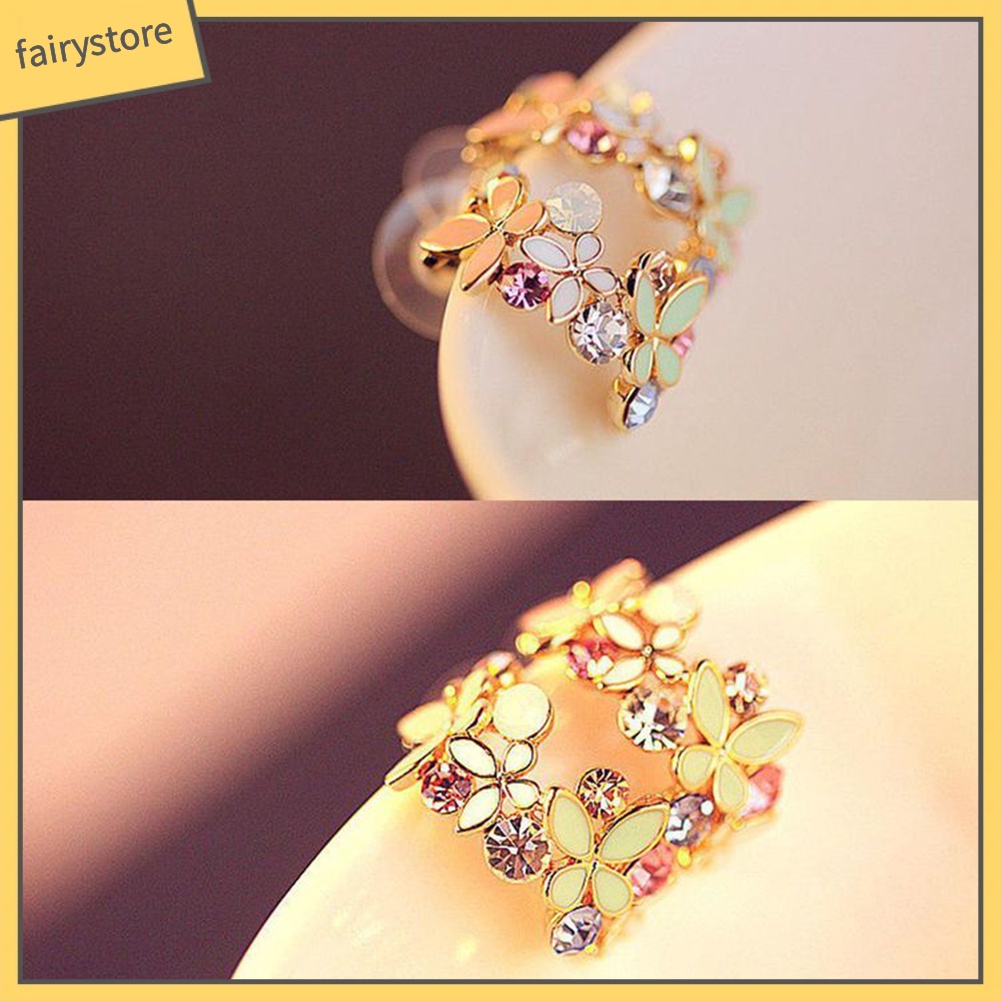 Bông Tai Hình Bướm Đính Đá Thời Trang Dành Cho Nữ