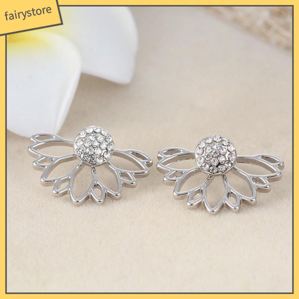 Bông Tai Hình Hoa Sen Đính Đá Thời Trang Dành Cho Nữ