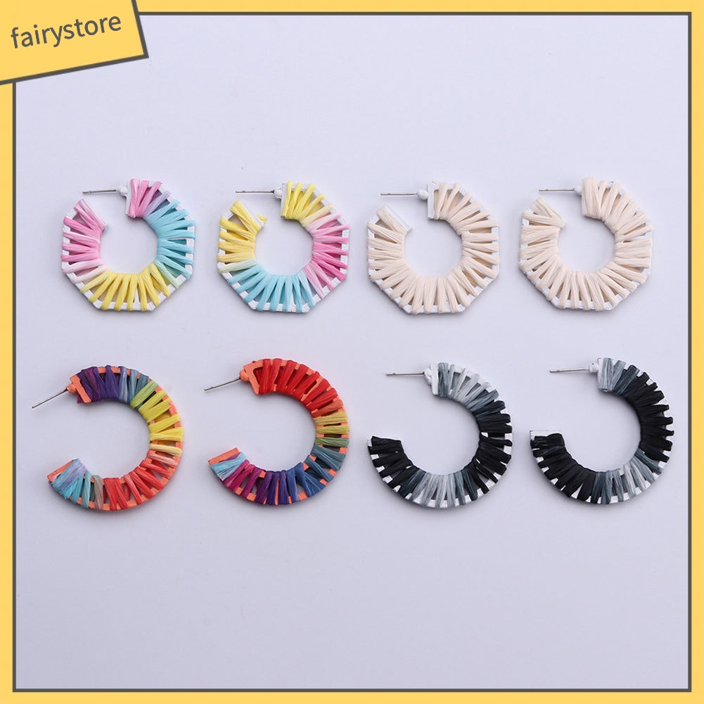 Bông Tai Hình Trái Tim / Hình Học Dệt Tay Thời Trang Dự Tiệc Cho Nữ